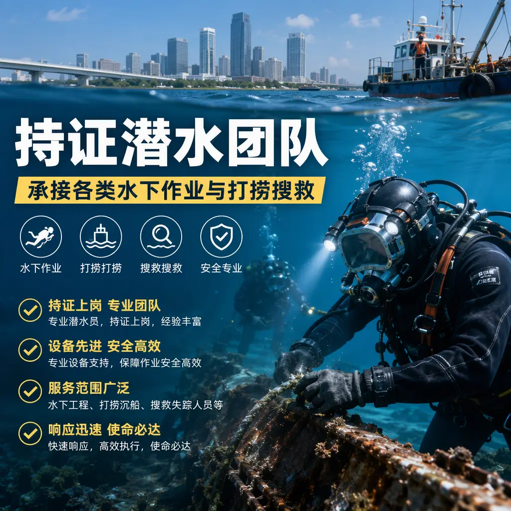 持证潜水团队，承接各类水下作业与打捞搜救曲靖