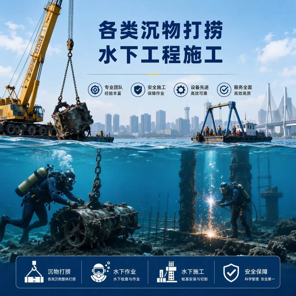 曲靖各类沉物打捞，水下工程施工
